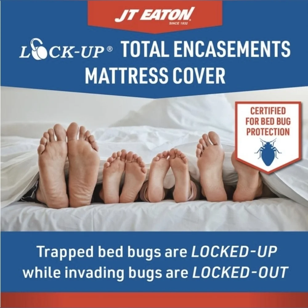 JT Eaton Lock-Up Queen Size White Stretch-Knit Polyester Matress Encasement...